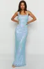 Nova Blue Sequin Maxi Dress sold by Beginning Boutique