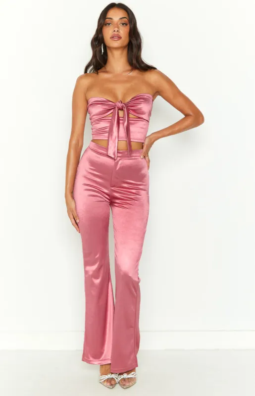 Indigo Pink High Waisted Flare Pants sold by Beginning Boutique