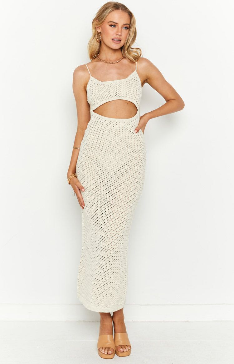 Zuri Beige Crochet Knit Maxi Dress sold by Beginning Boutique product image thumbnail 7