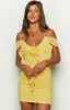 Aella Yellow Ruffle Mini Dress sold by Beginning Boutique