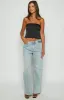 Ibiza Black Satin Strapless Top sold by Beginning Boutique