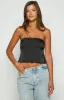 Ibiza Black Satin Strapless Top sold by Beginning Boutique