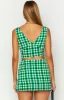 Dahlia Green Check Crop Top sold by Beginning Boutique