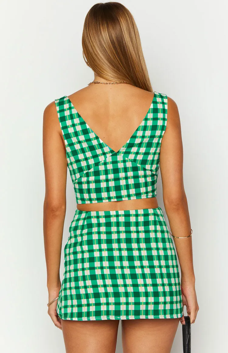 Dahlia Green Check Crop Top sold by Beginning Boutique product image thumbnail 5