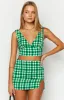 Dahlia Green Check Crop Top sold by Beginning Boutique