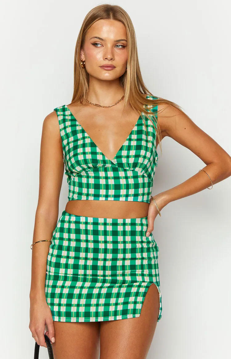 Dahlia Green Check Crop Top sold by Beginning Boutique product image thumbnail 2