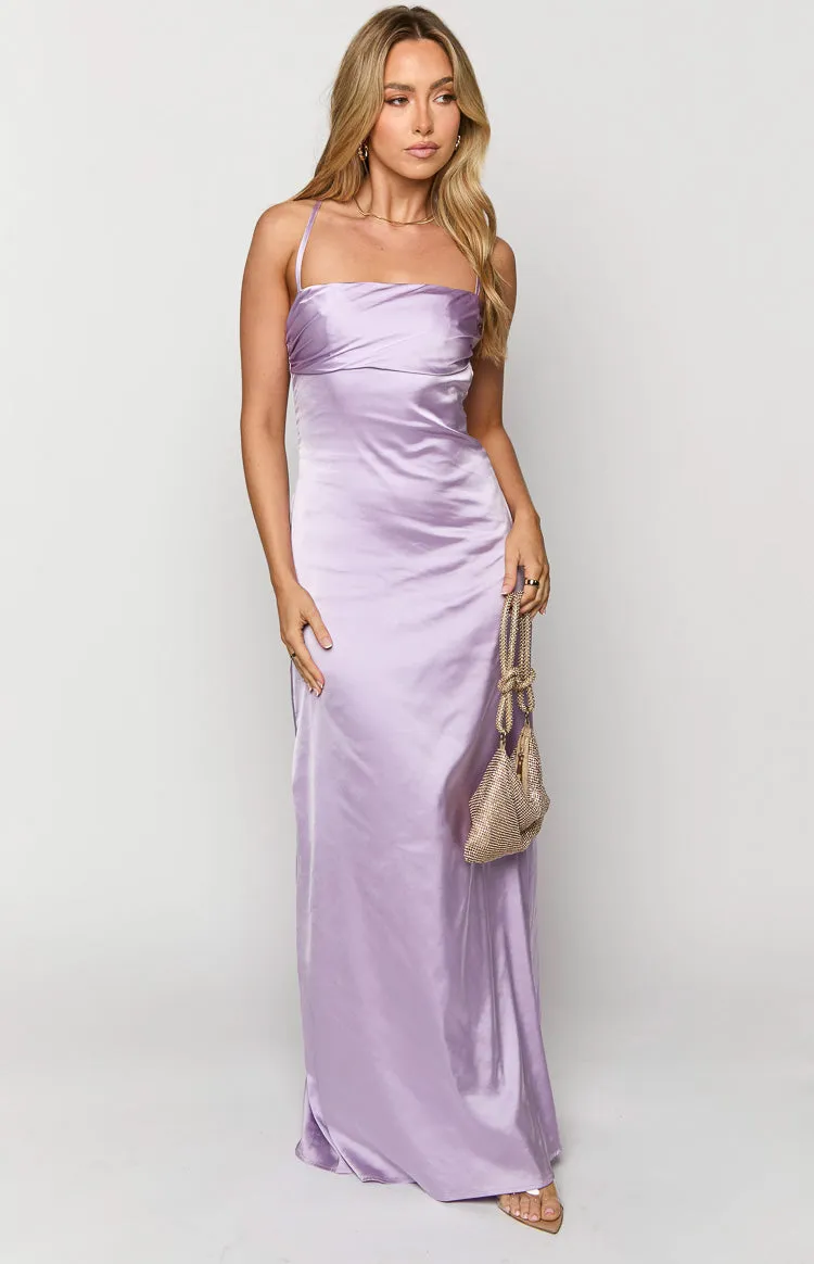 Blaise Lilac Satin Maxi Dress sold by Beginning Boutique product image thumbnail 3