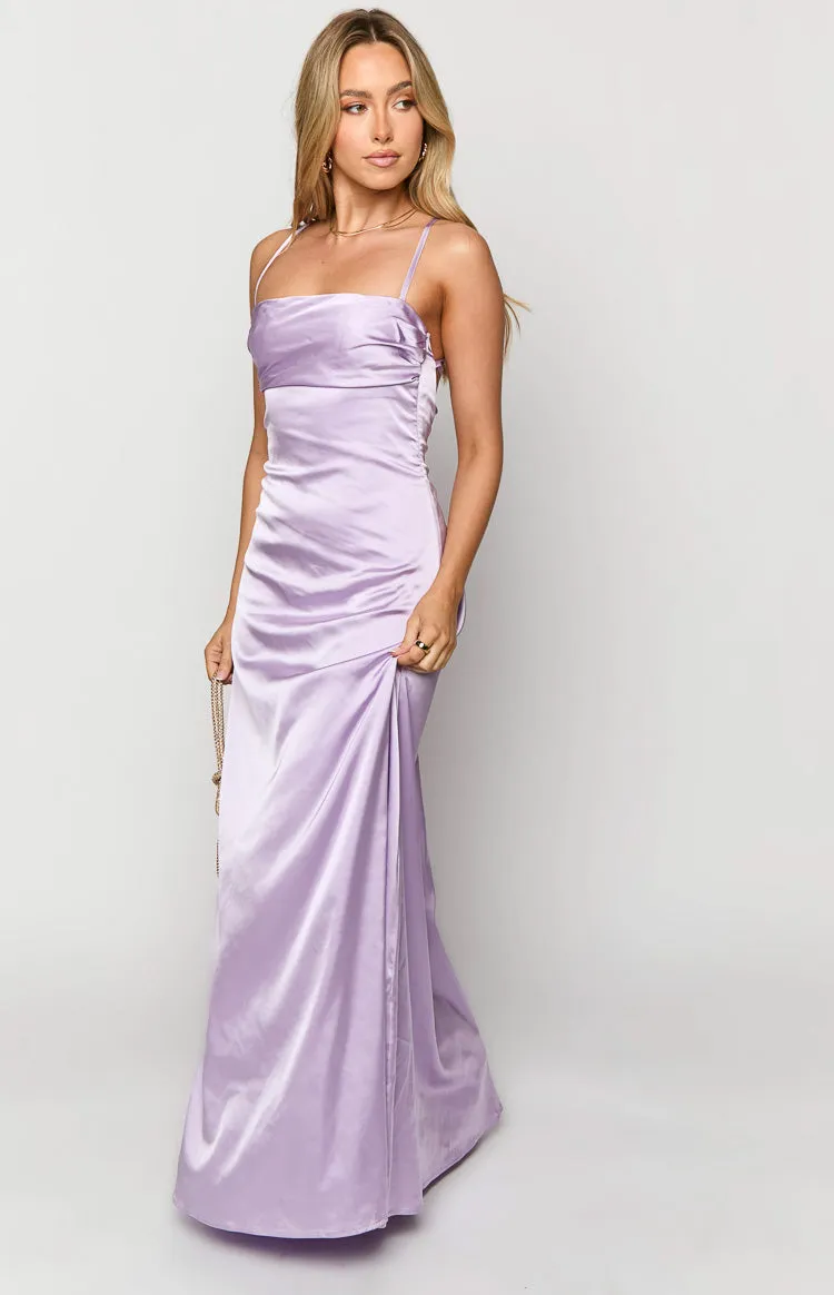 Blaise Lilac Satin Maxi Dress sold by Beginning Boutique product image thumbnail 4