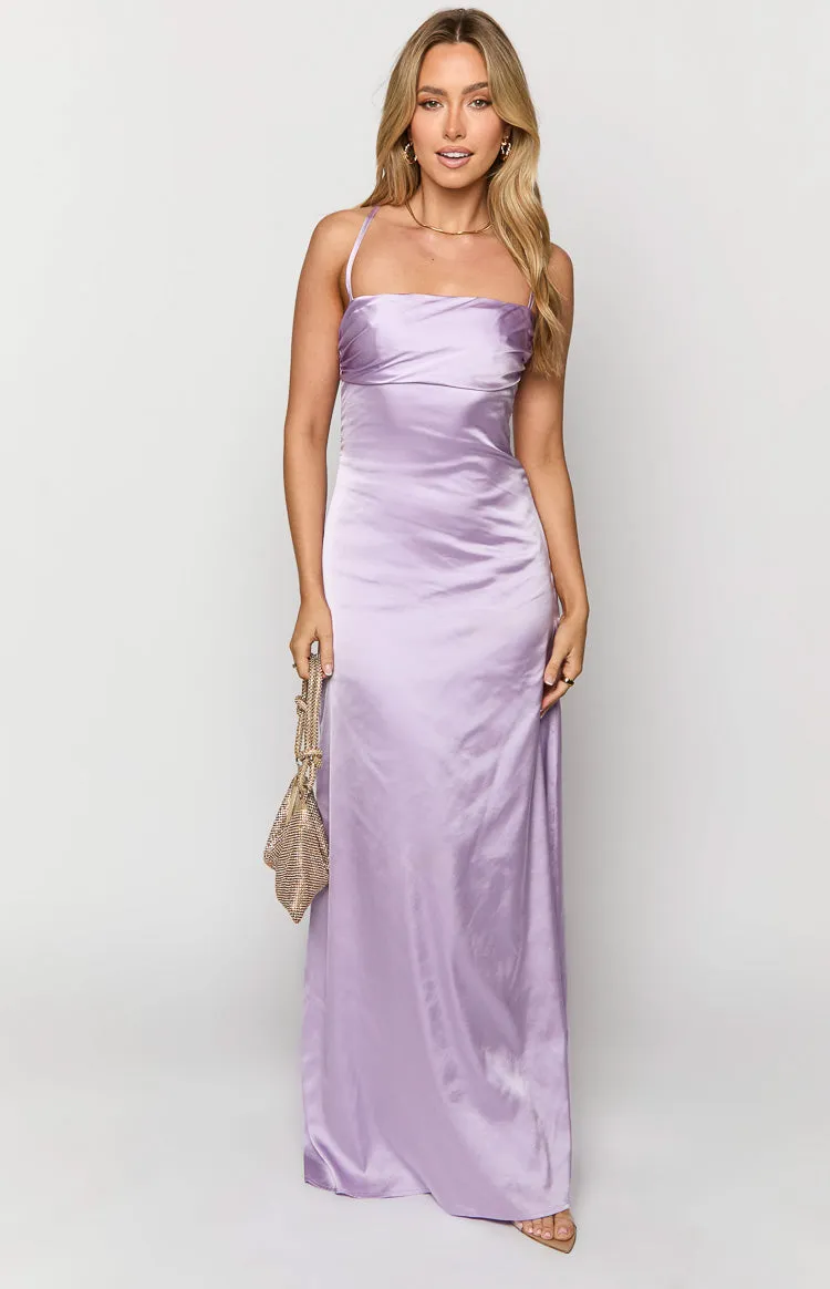 Blaise Lilac Satin Maxi Dress sold by Beginning Boutique product image thumbnail 2
