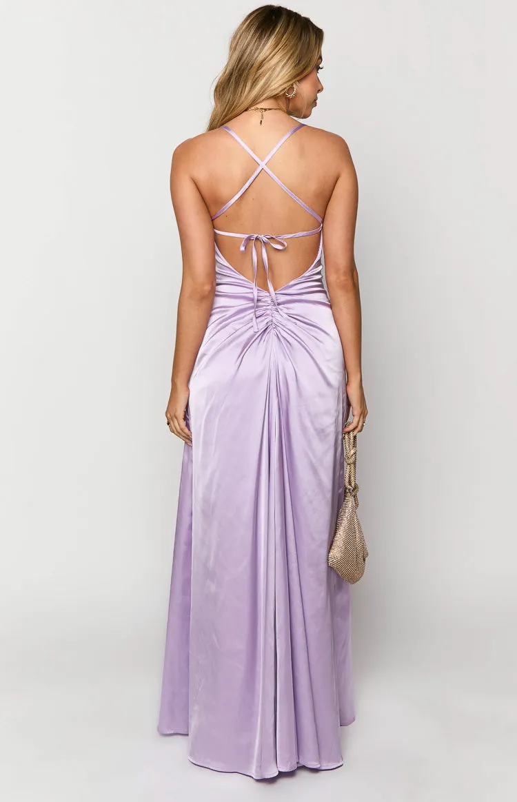 Blaise Lilac Satin Maxi Dress sold by Beginning Boutique product image thumbnail 5