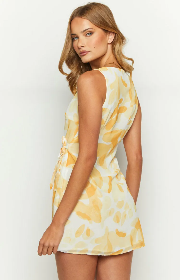 Posie Yellow Print Mini Dress sold by Beginning Boutique product image thumbnail 5