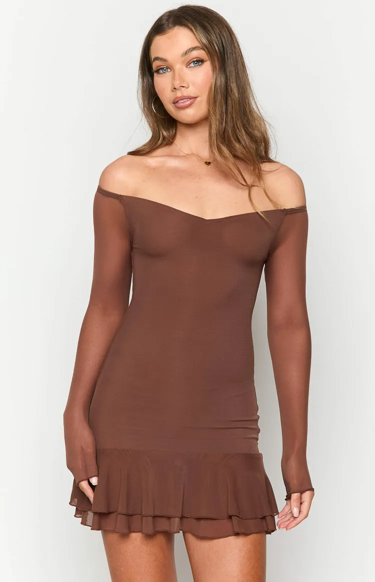 Houdini Brown Long Sleeve Mini Dress sold by Beginning Boutique product image thumbnail 2