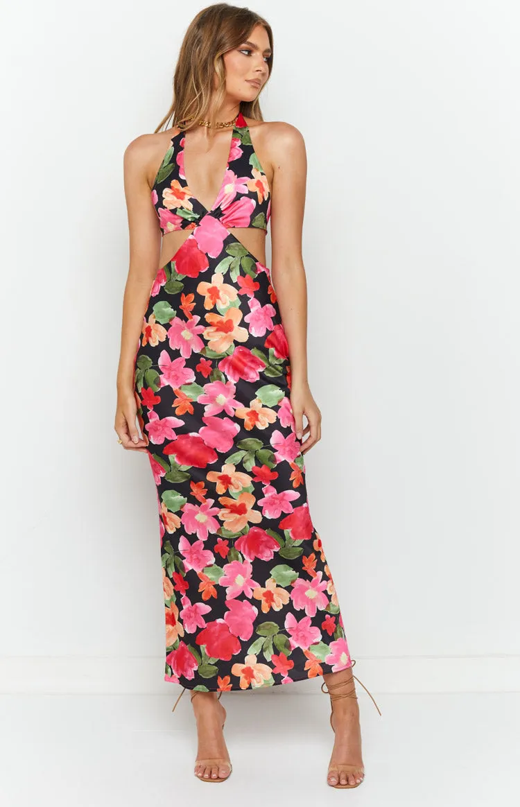 Orchid Floral Printed Midi Dress sold by Beginning Boutique