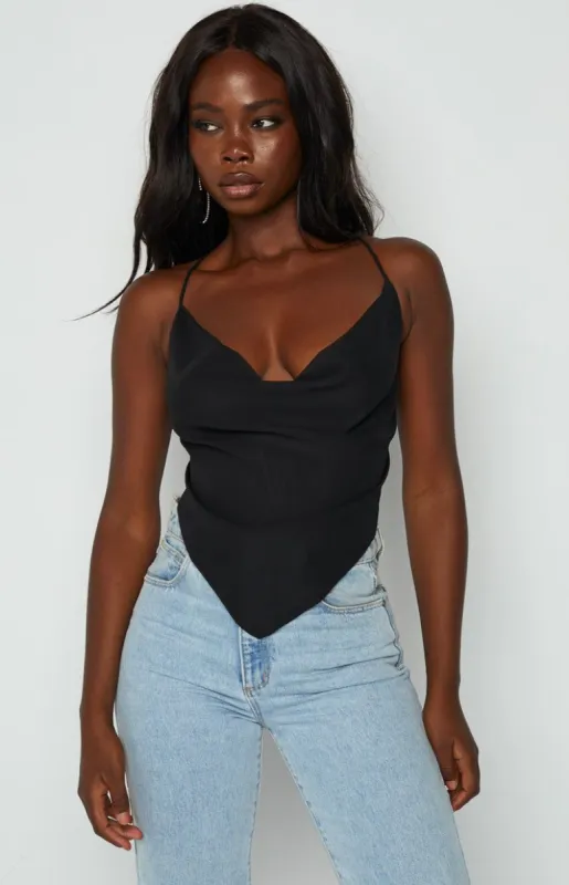 Eilish Black Scarf Top made by Beginning Boutique