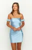Silvia Blue Satin Mini Dress sold by Beginning Boutique