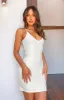 Highlights Cream Satin Sequin Mini Dress sold by Beginning Boutique