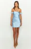 Silvia Blue Satin Mini Dress sold by Beginning Boutique