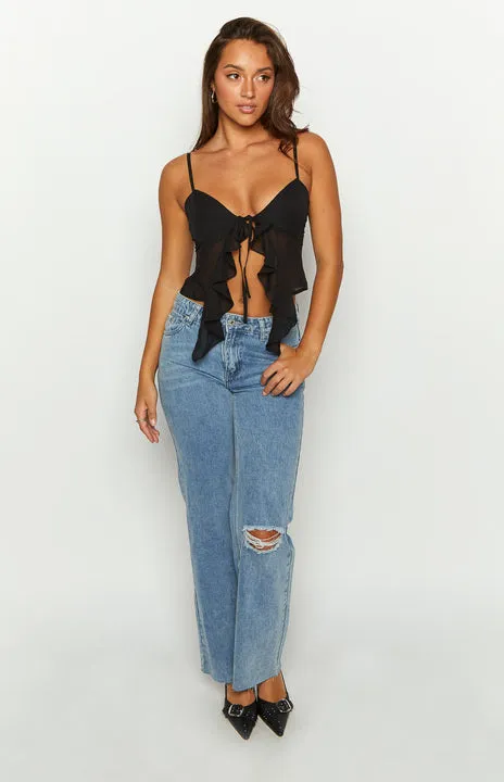 Elle Black Frill Cami Top sold by Beginning Boutique product image thumbnail 4