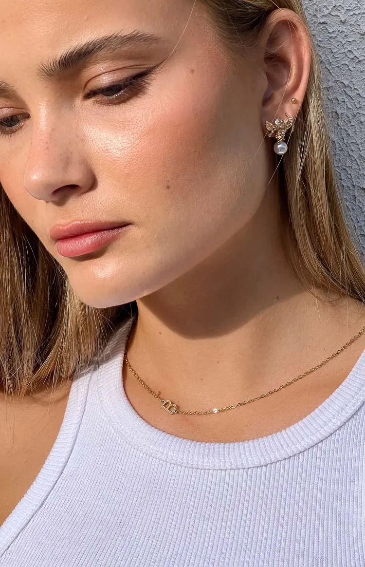 Icy Elegance Gold Stainless Steel Initial Necklace sold by Beginning Boutique product image thumbnail 2