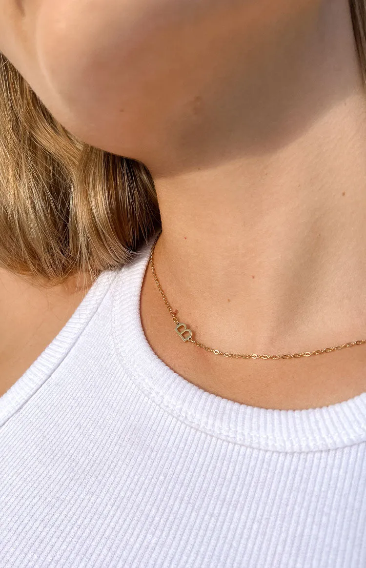 Icy Elegance Gold Stainless Steel Initial Necklace sold by Beginning Boutique