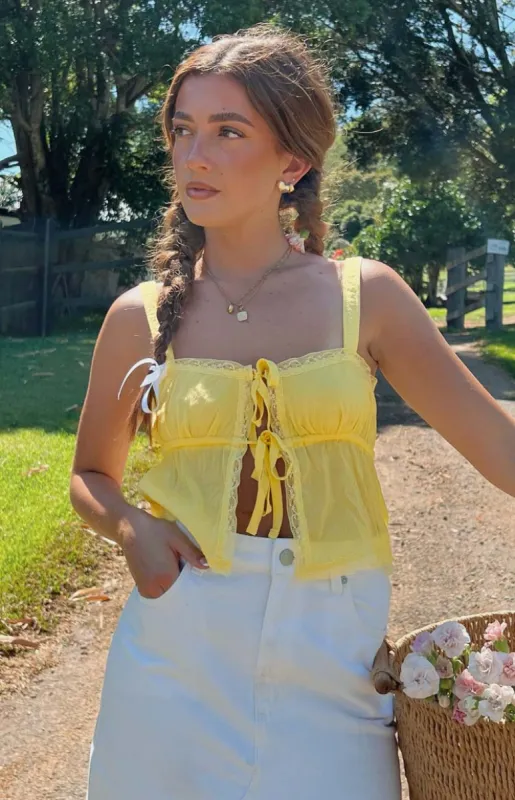 Frankie Yellow Crop Top sold by Beginning Boutique