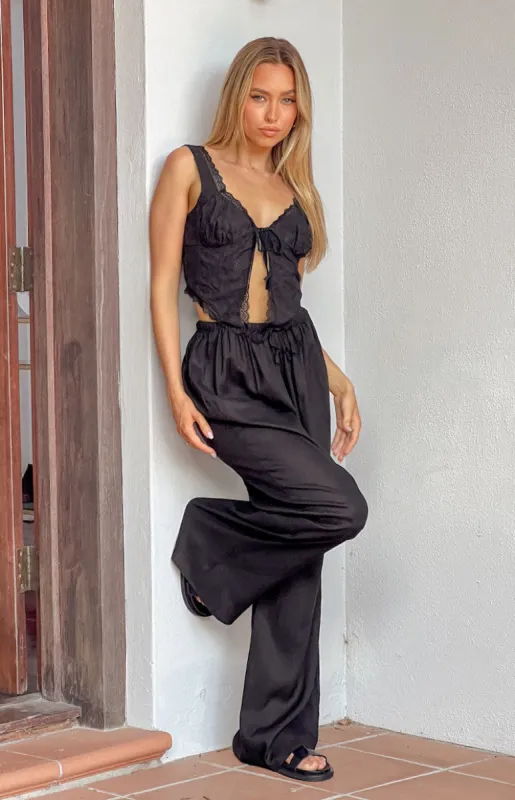 Cici Black Drawstring Pants sold by Beginning Boutique