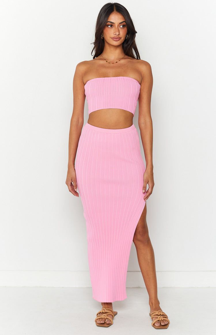 Summertime Pink Knit Maxi Skirt sold by Beginning Boutique product image thumbnail 3