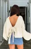 Holiday Cream Tie Up Knit Cardigan sold by Beginning Boutique