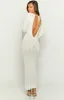Drea White Backless Knit Maxi Dress sold by Beginning Boutique