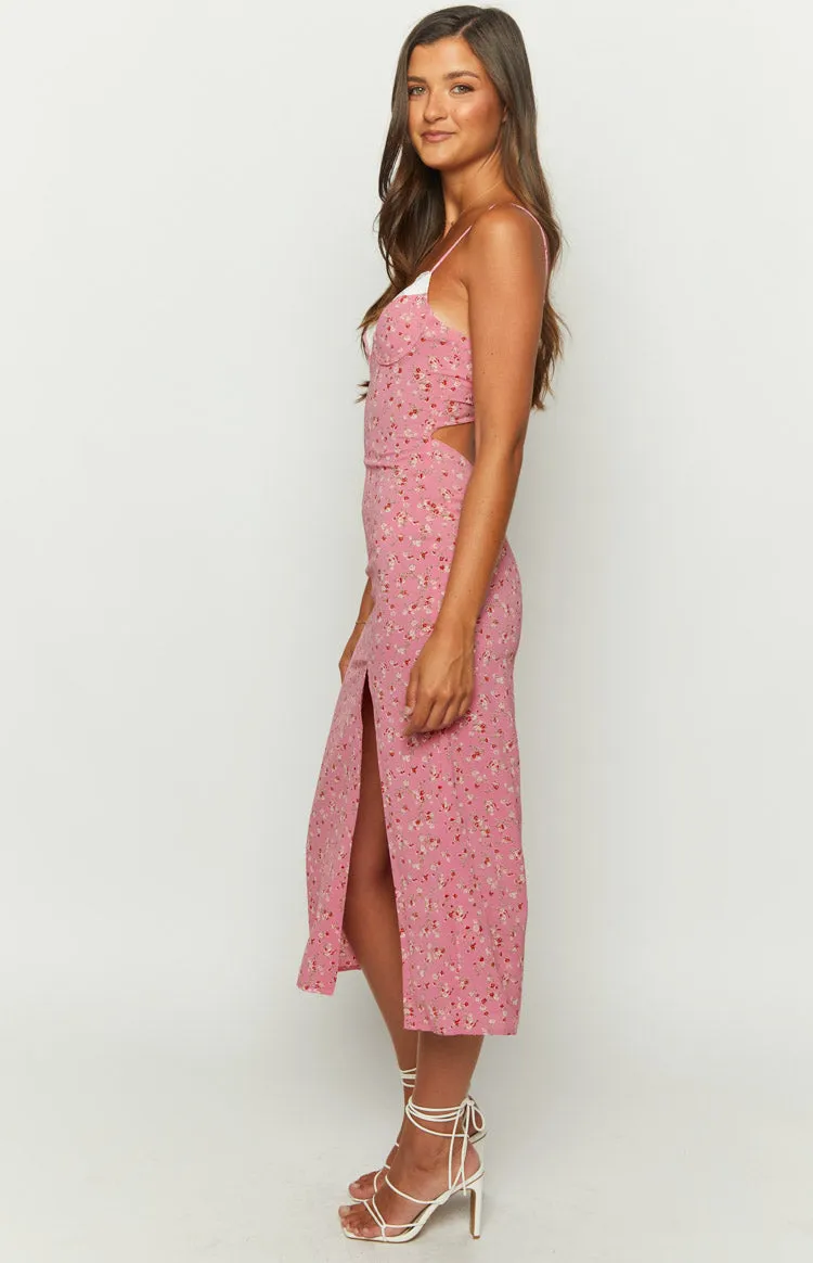 Kinsley Pink Floral Midi Dress sold by Beginning Boutique product image thumbnail 4