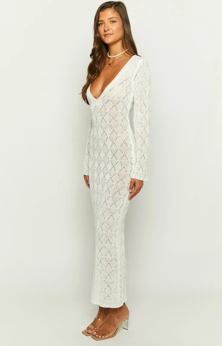 Drea White Backless Knit Maxi Dress sold by Beginning Boutique product image thumbnail 4
