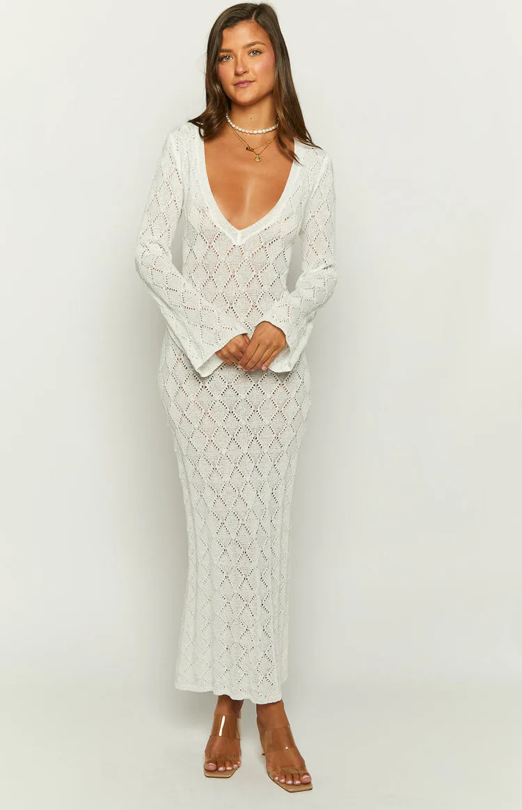 Drea White Backless Knit Maxi Dress sold by Beginning Boutique product image thumbnail 3
