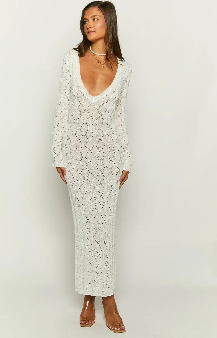 Drea White Backless Knit Maxi Dress sold by Beginning Boutique product image thumbnail 2