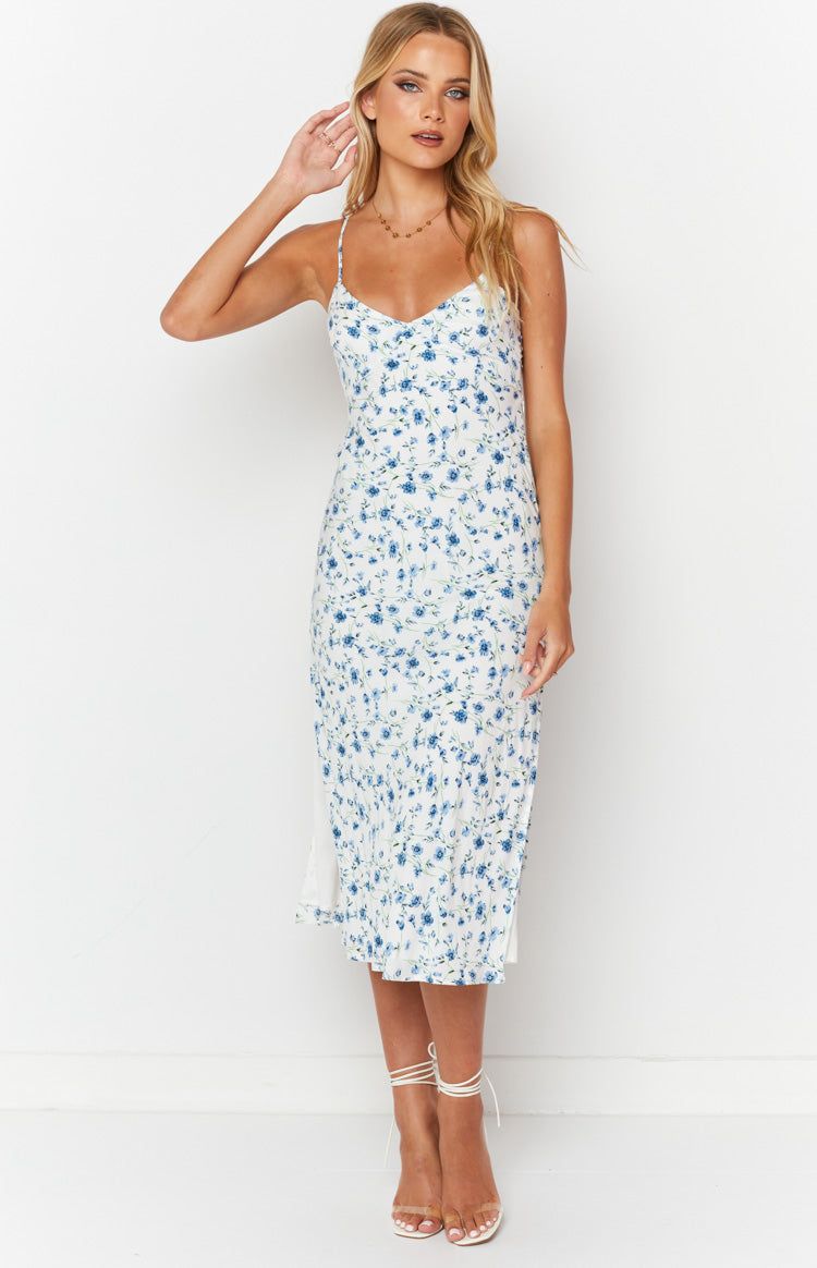 Gemma Midi Dress Blue Floral sold by Beginning Boutique product image thumbnail 3