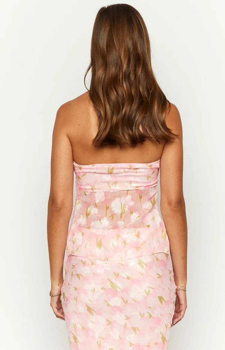 Jacqulin Pink Floral Strapless Top sold by Beginning Boutique product image thumbnail 5