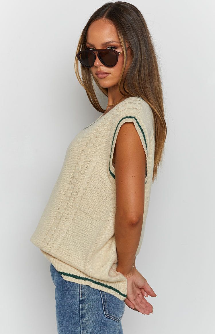 Straight A Knitted Vest Cream sold by Beginning Boutique product image thumbnail 7