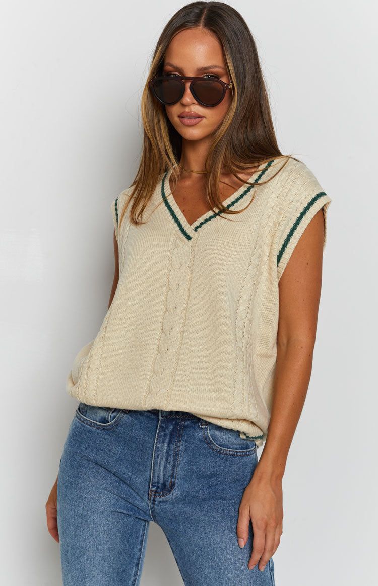 Straight A Knitted Vest Cream sold by Beginning Boutique product image thumbnail 6