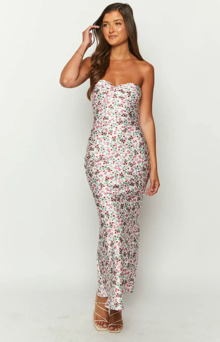 Abbie White Floral Maxi Formal Dress sold by Beginning Boutique