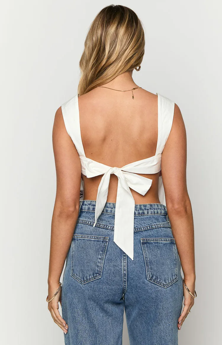 Mika White Ribbon Tie Back Top sold by Beginning Boutique product image thumbnail 5