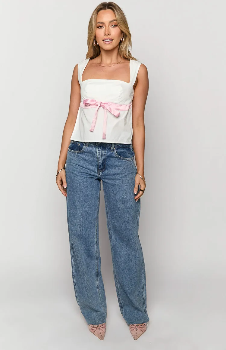 Mika White Ribbon Tie Back Top sold by Beginning Boutique product image thumbnail 3