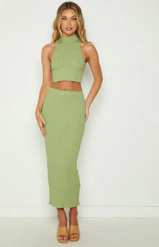 Wild Side Sage Midi Skirt sold by Beginning Boutique