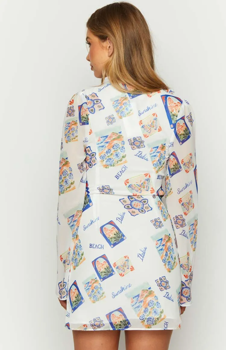 Raymin White Chiffon Long Sleeve Mini Dress sold by Beginning Boutique product image thumbnail 5