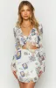 Raymin White Chiffon Long Sleeve Mini Dress sold by Beginning Boutique