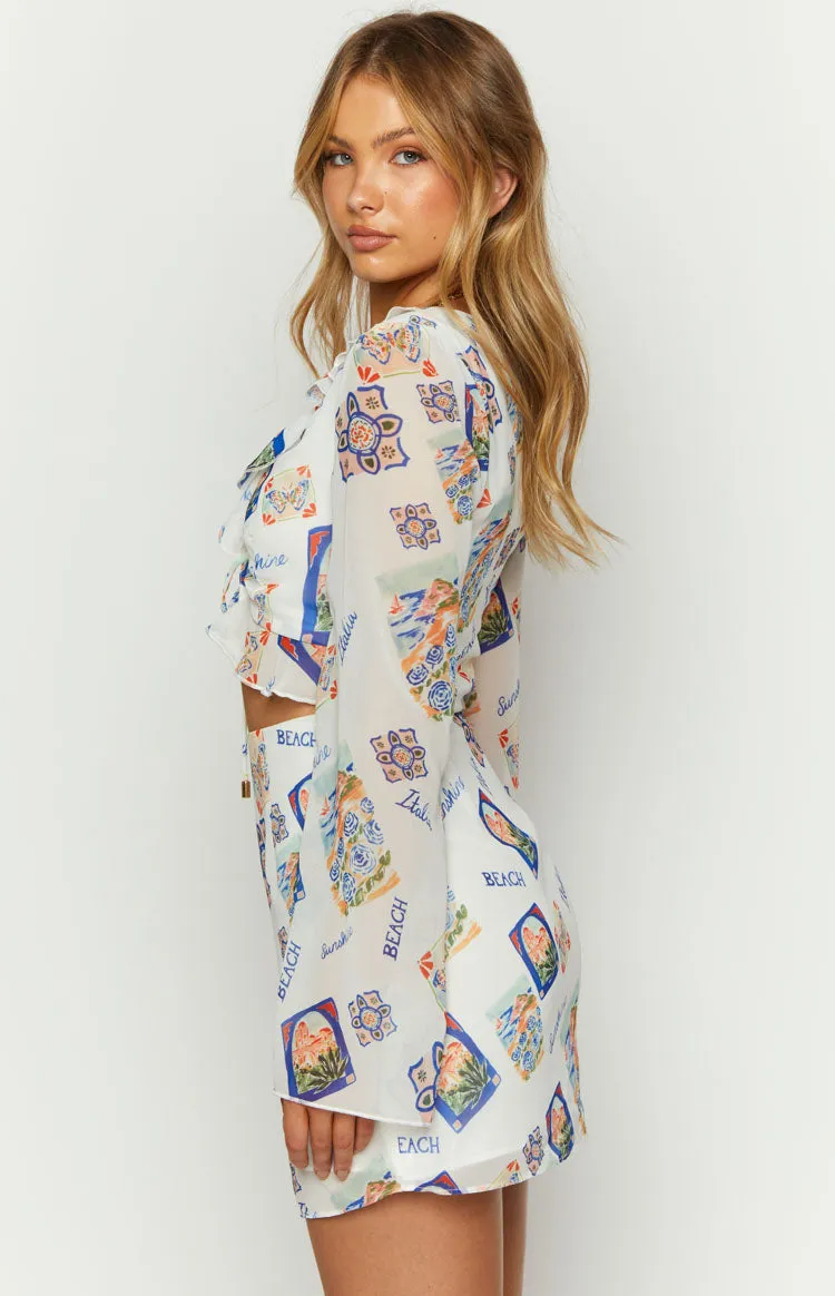 Raymin White Chiffon Long Sleeve Mini Dress sold by Beginning Boutique product image thumbnail 4