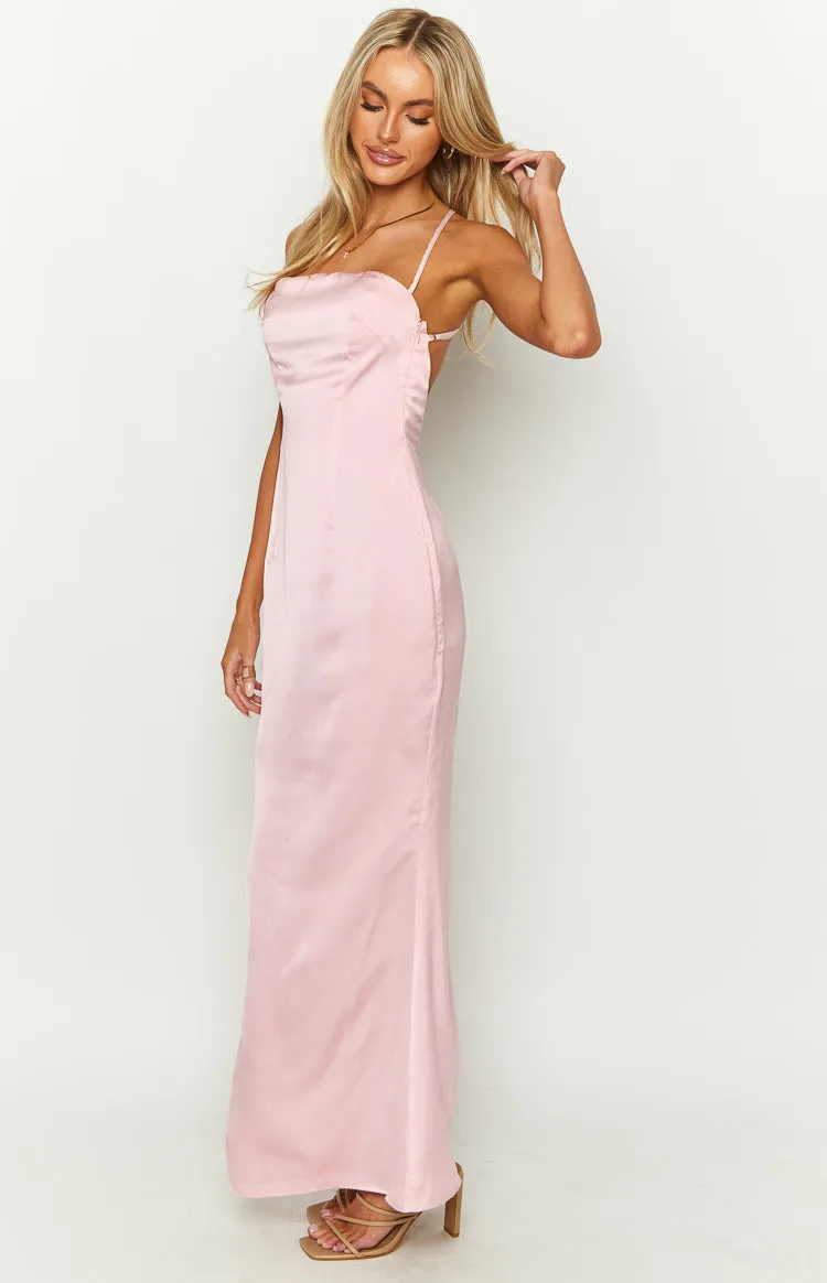 Party Girl Pink Satin Maxi Dress sold by Beginning Boutique product image thumbnail 4