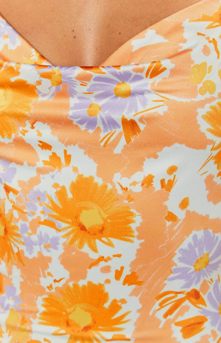 Ashi Orange Floral Long Sleeve Mini Dress sold by Beginning Boutique product image thumbnail 5