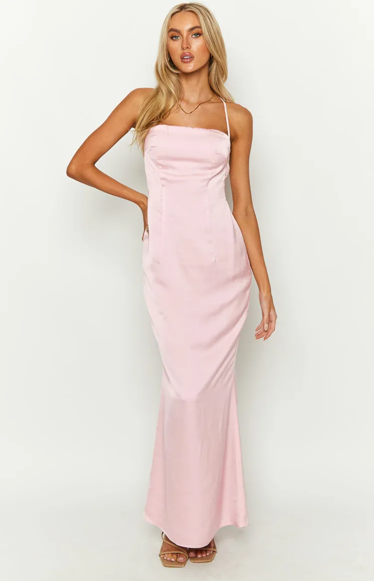 Party Girl Pink Satin Maxi Dress sold by Beginning Boutique product image thumbnail 2