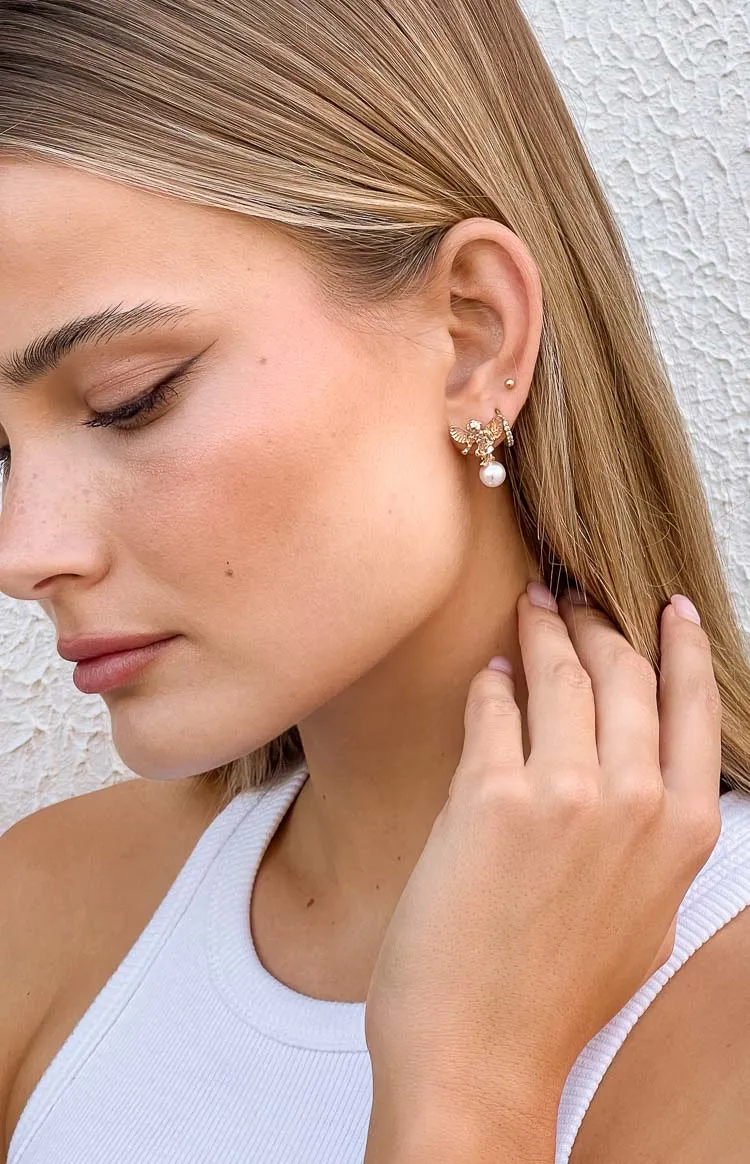 Angelic Gold Cupid Angel Stud Earrings sold by Beginning Boutique product image thumbnail 3