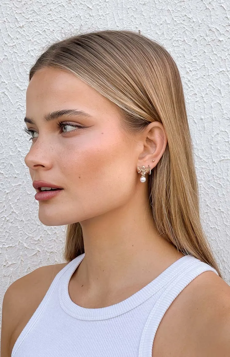 Angelic Gold Cupid Angel Stud Earrings sold by Beginning Boutique product image thumbnail 2