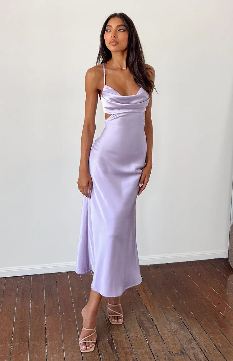 Taleah Lilac Cut Out Maxi Dress sold by Beginning Boutique